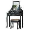 Lowest Prices - Gymax Vanity Set Makeup Dressing Table & Stool w/5 Drawers White