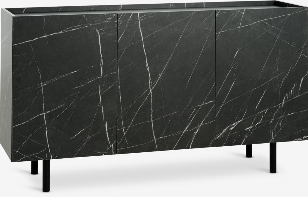 Sideboard KRONDAL 3 doors black/marble colour