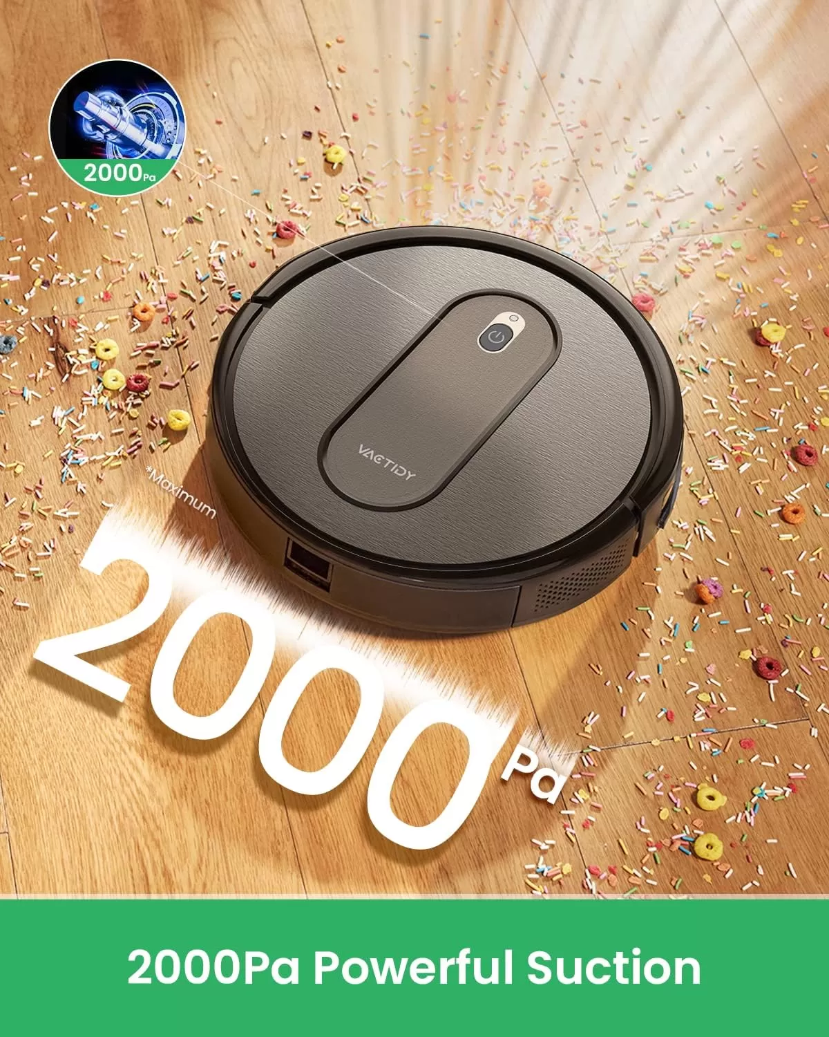 Vactidy T6 Robot Vacuum, Slim, Quiet, Automatic Self-Charging Robotic Vacuum Cleaner, Daily Schedule Cleaning, 2.4GHz WiFi/App/Alexa/Siri Control, Good for Pet Hair, Hard Floor and Low Pile Carpet