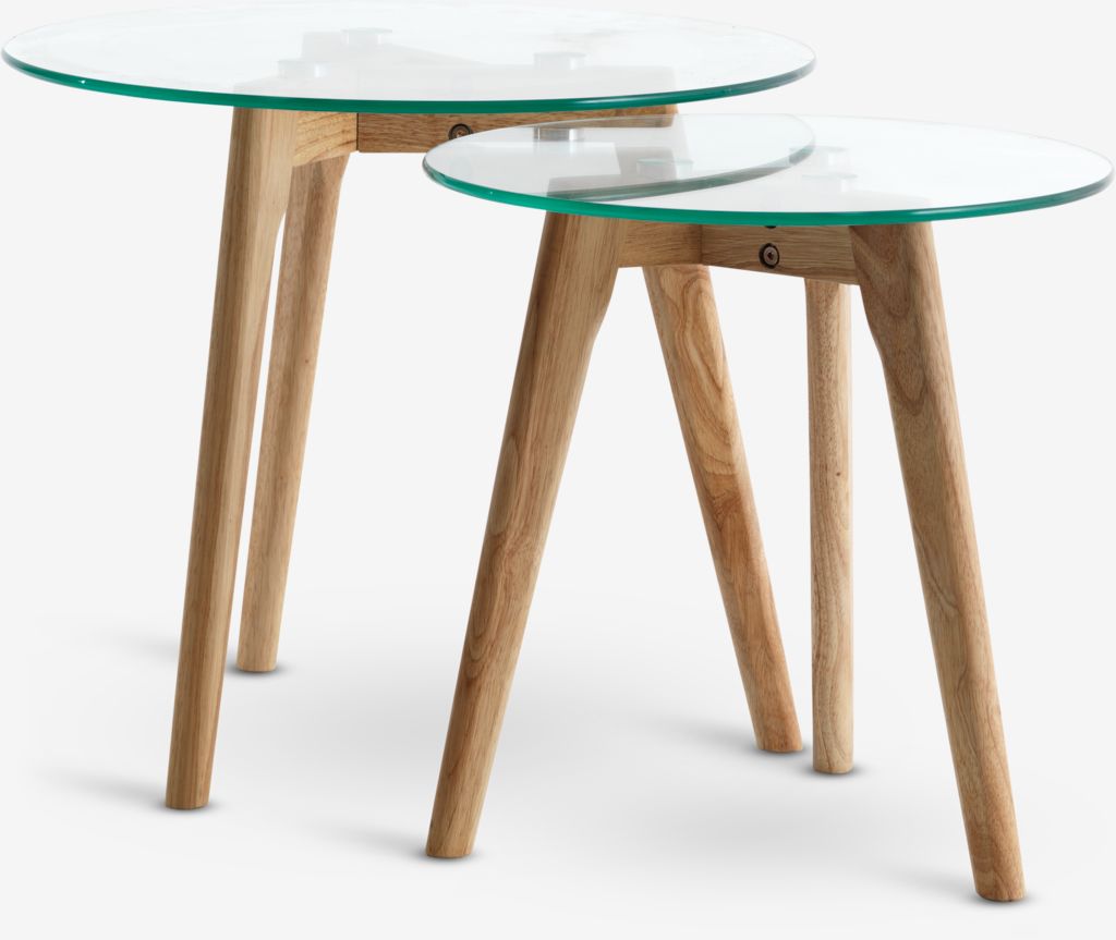 Nest of tables FALSLED D50/40 glass/oak pack of 2