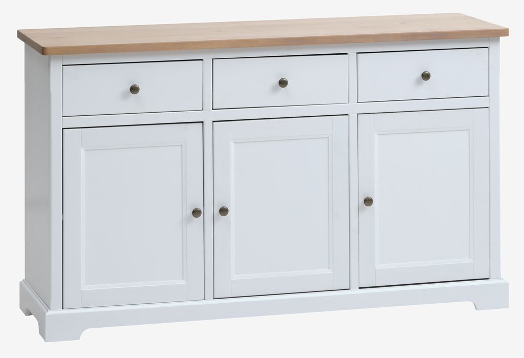 Sideboard VISLINGE 3 doors 3 drawers natural/white