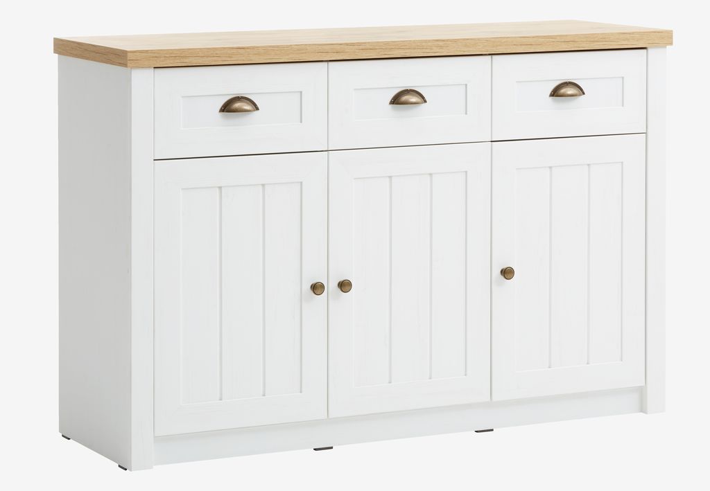 Sideboard MARKSKEL 3 doors white/oak