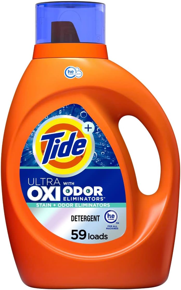 Tide Ultra OXI with Odor Eliminators Liquid Laundry Detergent, 115 oz, For Visible and Invisible Dirt